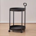 Rolling Side Table with Two Layers and Handle-Furniture > Side Tables-casanuva-Black-casanuva