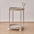 Rolling Side Table with Two Layers and Handle-Furniture > Side Tables-casanuva-Khaki-casanuva