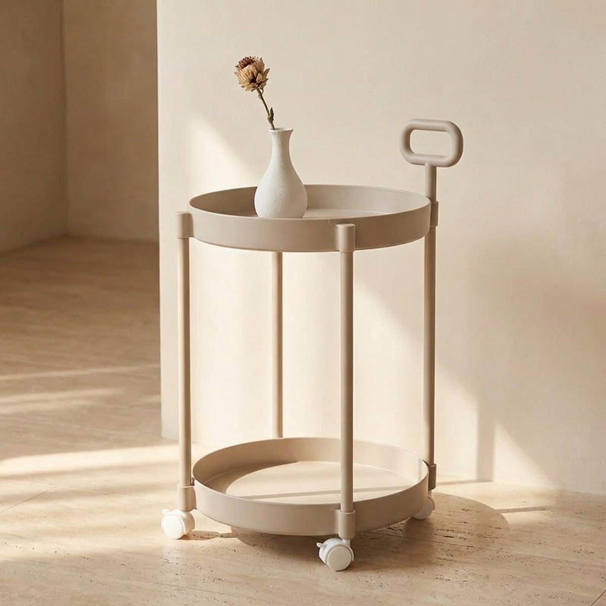 Rolling Side Table with Two Layers and Handle-Furniture > Side Tables-casanuva-casanuva