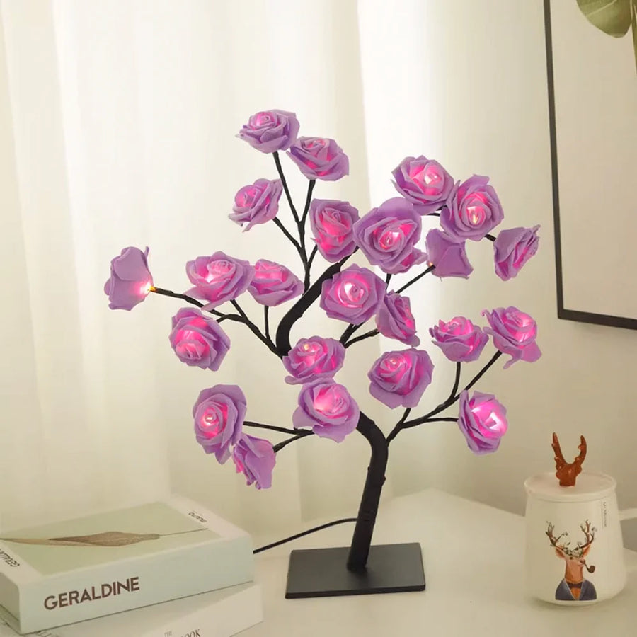 Rose Tree Floral Arrangement-Home Decor > Decorative Accessories-casanuva-Violet-casanuva