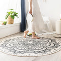 Round Boho Area Rug Geometric Cotton Design-Rugs & Mats > Area Rugs-casanuva-casanuva