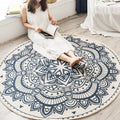 Round Boho Area Rug Geometric Cotton Design-Rugs & Mats > Area Rugs-casanuva-Dunkelgrau-3'11" x 3'11"-casanuva