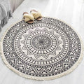 Round Boho Area Rug Geometric Cotton Design-Rugs & Mats > Area Rugs-casanuva-Grau-Schwarz-3'11" x 3'11"-casanuva