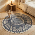 Round Boho Area Rug Geometric Cotton Design-Rugs & Mats > Area Rugs-casanuva-casanuva