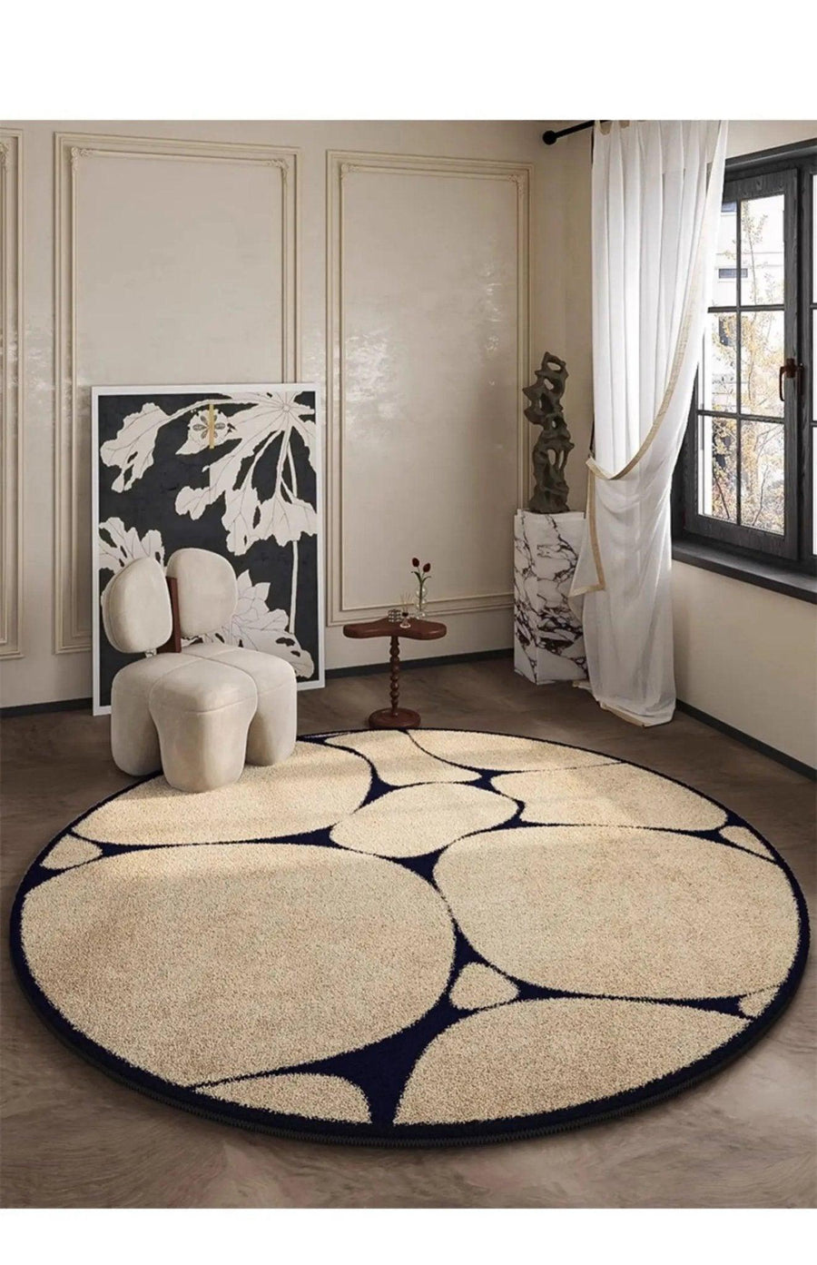 Round Carpet Soft Elegant Easy to Maintain French Style-Rugs & Mats > Area Rugs-casanuva-casanuva