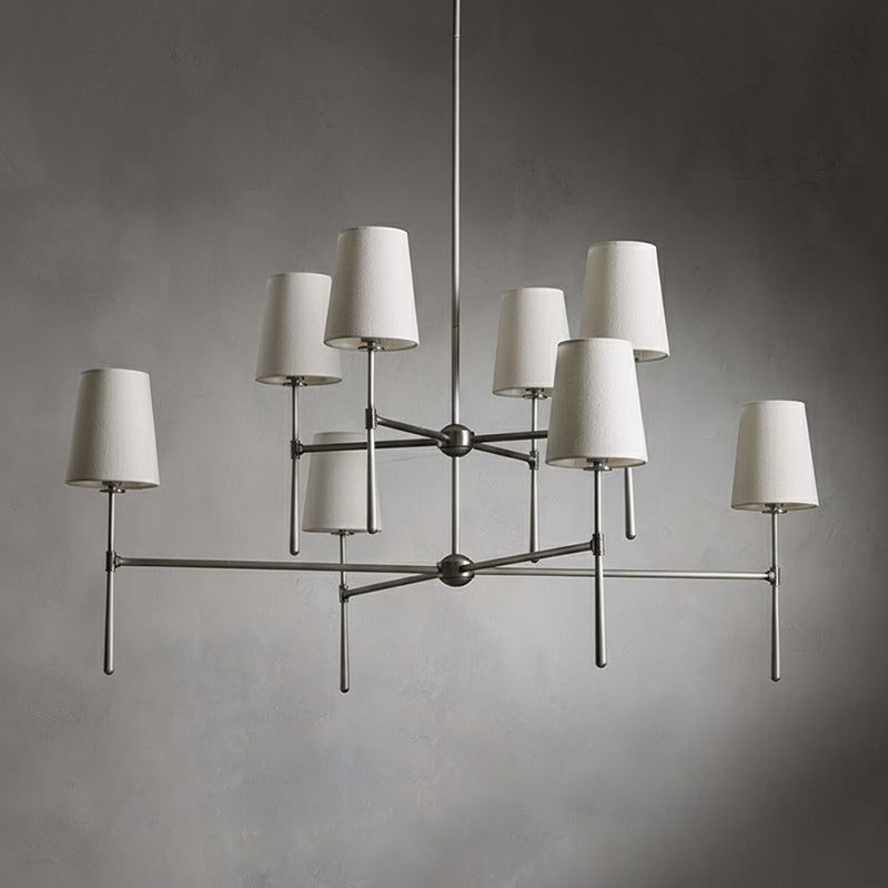 Round Chandelier Light Fixture-Lighting > Chandeliers & Pendant Lights-casanuva-4+4 heads 122cmx64cm-Nickel color-casanuva
