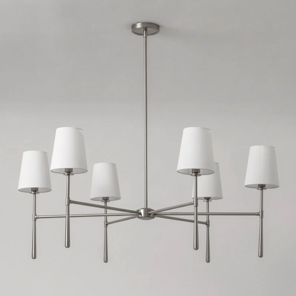 Round Chandelier Light Fixture-Lighting > Chandeliers & Pendant Lights-casanuva-6 heads 107cmx44cm-Nickel color-casanuva