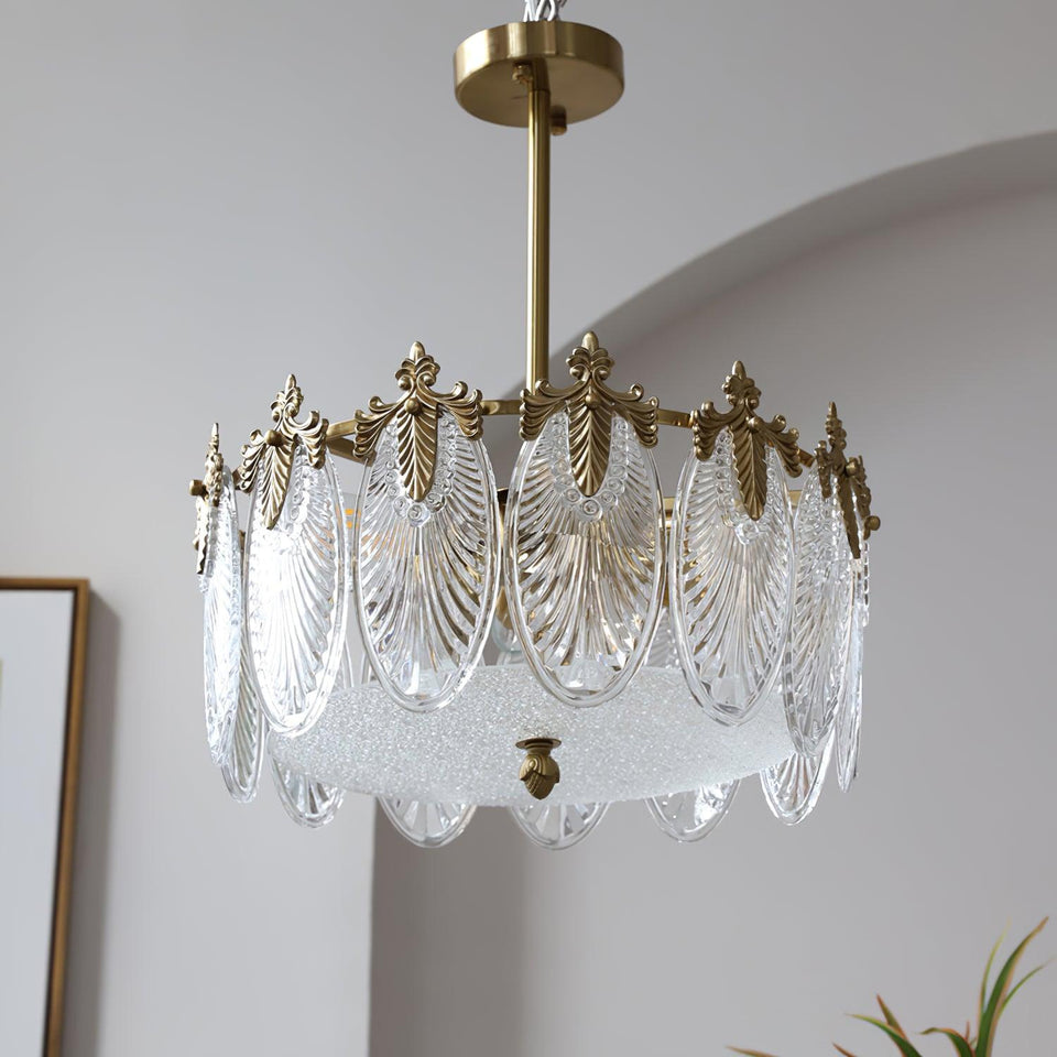 Round Decorative Glass Chandelier-Lighting > Chandeliers & Pendant Lights-casanuva-40cmx23cm-Copper+Clear-casanuva