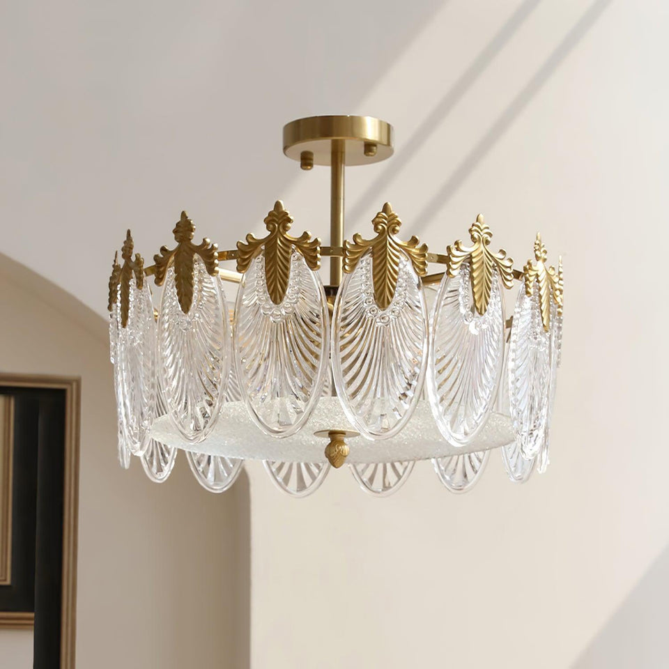Round Decorative Glass Chandelier-Lighting > Chandeliers & Pendant Lights-casanuva-6 heads 50cmx23cm-Copper+Clear-casanuva