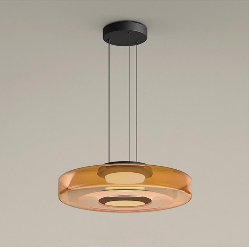 Round Glass Pendant Light Modern Design-Lighting > Pendant Lights-casanuva-Amber-Single Layer-D25 x H11 cm-casanuva