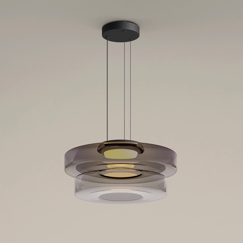 Round Glass Pendant Light Modern Design-Lighting > Pendant Lights-casanuva-Gray-Double Layer-D35 x H22 cm-casanuva