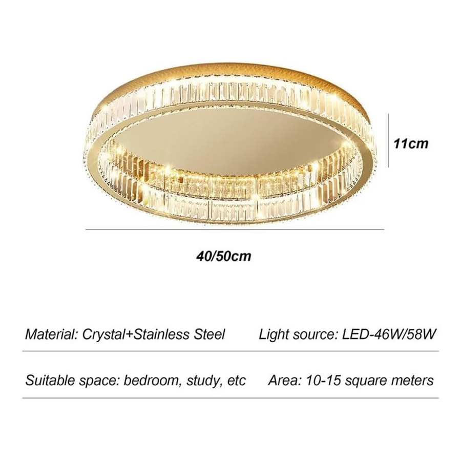 Round Gold Crystal Ceiling Light-Lighting > Ceiling Lights-casanuva-casanuva