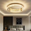Round Gold Crystal Ceiling Light-Lighting > Ceiling Lights-casanuva-Gold-D40*H11cm-Three-colour Changing by-casanuva