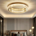 Round Gold Crystal Ceiling Light-Lighting > Ceiling Lights-casanuva-Gold-D50*H11cm-Dimmable by Remote Contro-casanuva