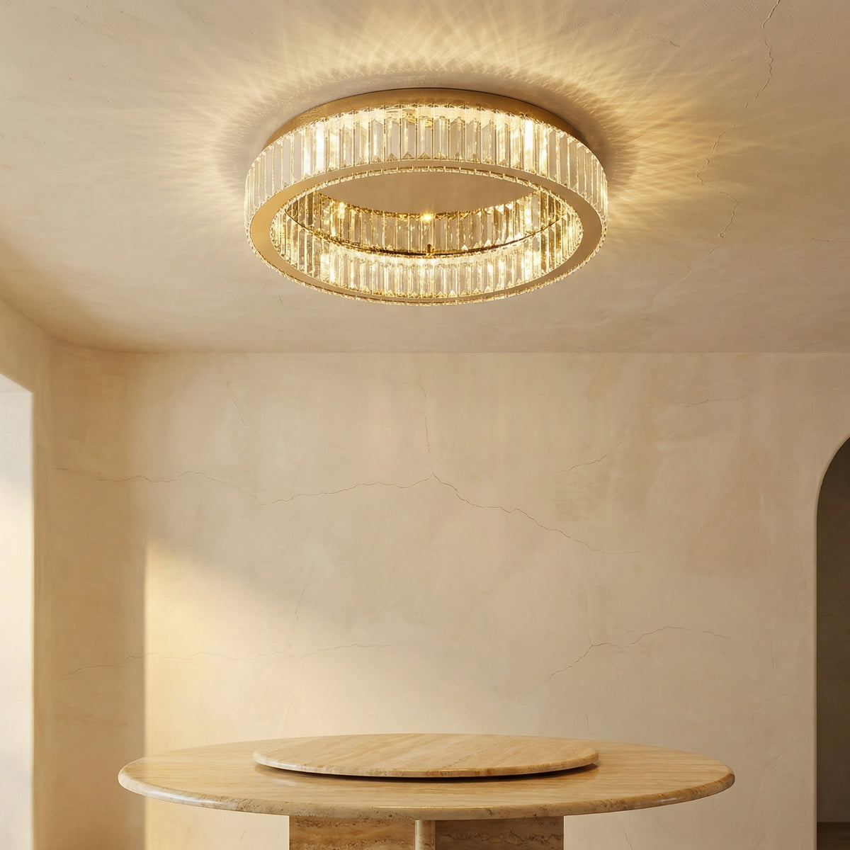 Round Gold Crystal Ceiling Light-Lighting > Ceiling Lights-casanuva-casanuva