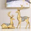 Round Golden Resin Figurine-Home Decor > Figurines-casanuva-Set of 2 deer-casanuva