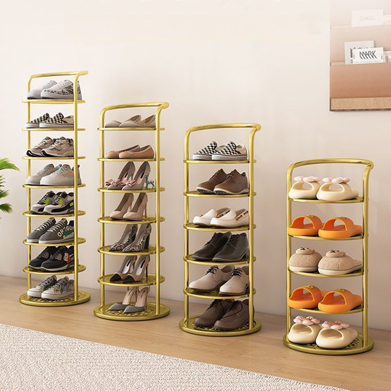 Round Iron Carbon Steel Shoe Storage 5/6/7/8-Tier for Entryways-Furniture > Shoe Racks-casanuva-5-Tier-Gold-casanuva