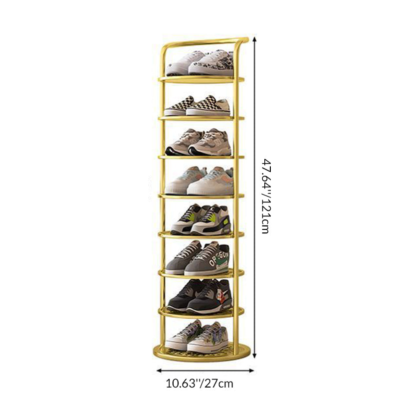 Round Iron Carbon Steel Shoe Storage 5/6/7/8-Tier for Entryways-Furniture > Shoe Racks-casanuva-casanuva
