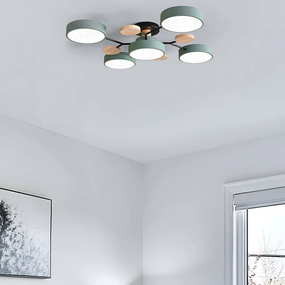 Round Iron LED Semi-Flush Chandelier-Lighting > Chandeliers & Pendant Lights-casanuva-casanuva