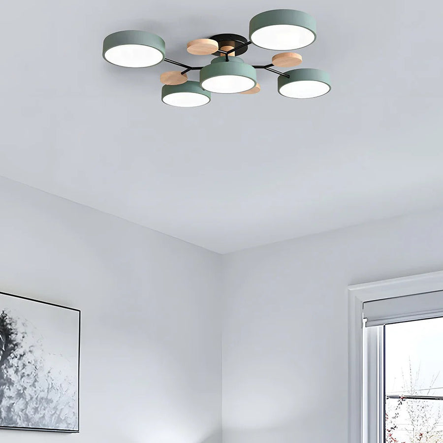 Round Iron LED Semi-Flush Chandelier-Lighting > Chandeliers & Pendant Lights-casanuva-casanuva