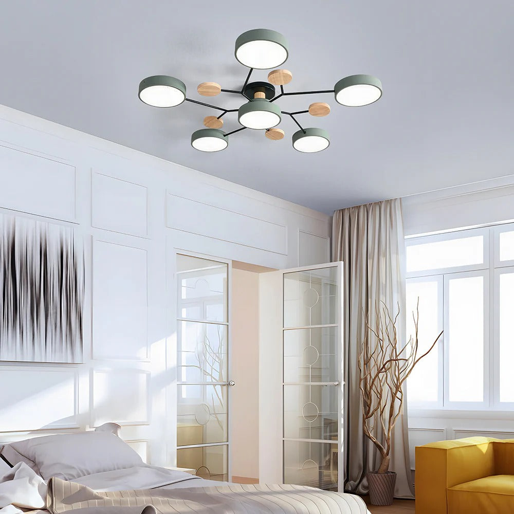 Round Iron LED Semi-Flush Chandelier-Lighting > Chandeliers & Pendant Lights-casanuva-casanuva
