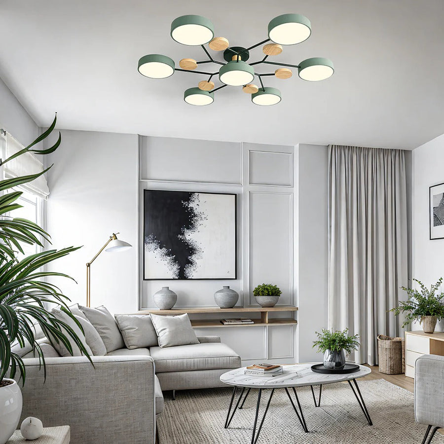 Round Iron LED Semi-Flush Chandelier-Lighting > Chandeliers & Pendant Lights-casanuva-casanuva