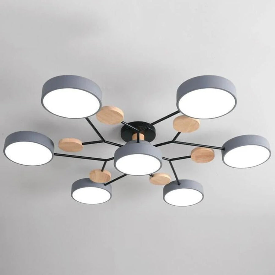 Round Iron LED Semi-Flush Chandelier-Lighting > Chandeliers & Pendant Lights-casanuva-casanuva