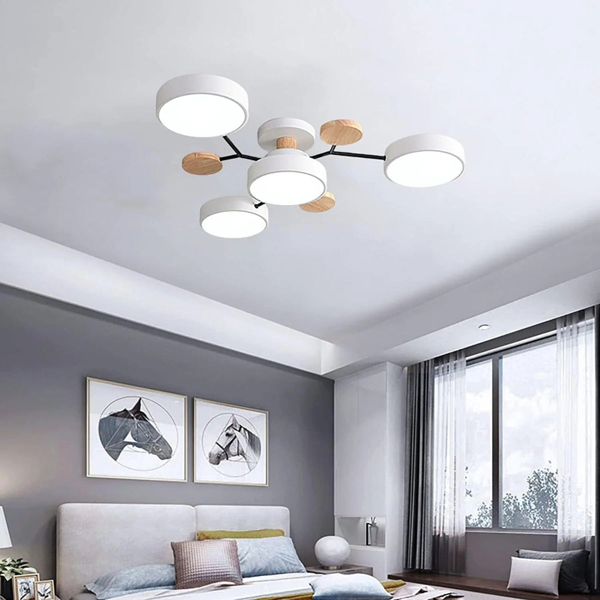 Round Iron LED Semi-Flush Chandelier-Lighting > Chandeliers & Pendant Lights-casanuva-casanuva