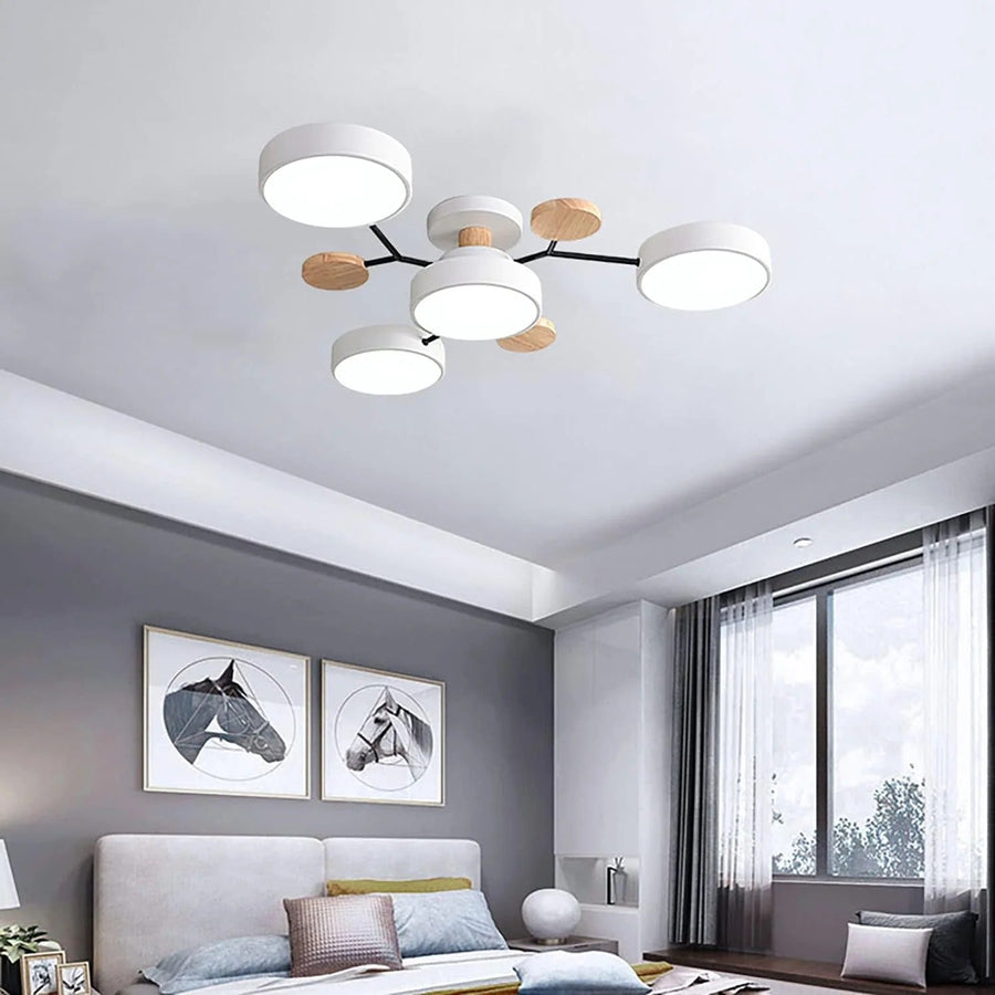 Round Iron LED Semi-Flush Chandelier-Lighting > Chandeliers & Pendant Lights-casanuva-casanuva