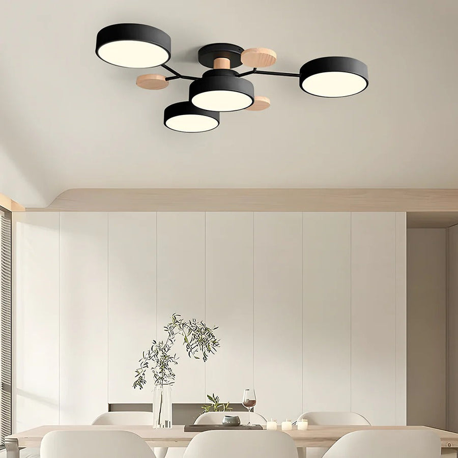 Round Iron LED Semi-Flush Chandelier-Lighting > Chandeliers & Pendant Lights-casanuva-casanuva