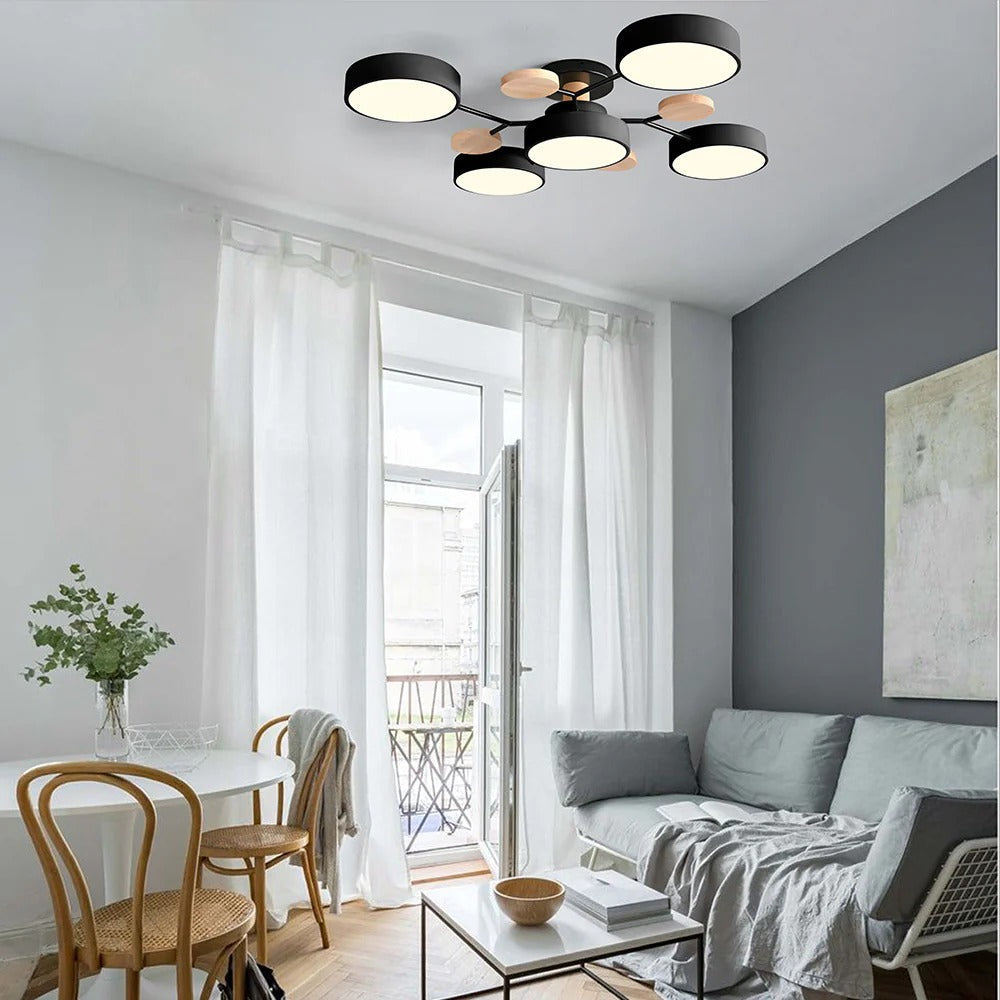 Round Iron LED Semi-Flush Chandelier-Lighting > Chandeliers & Pendant Lights-casanuva-casanuva