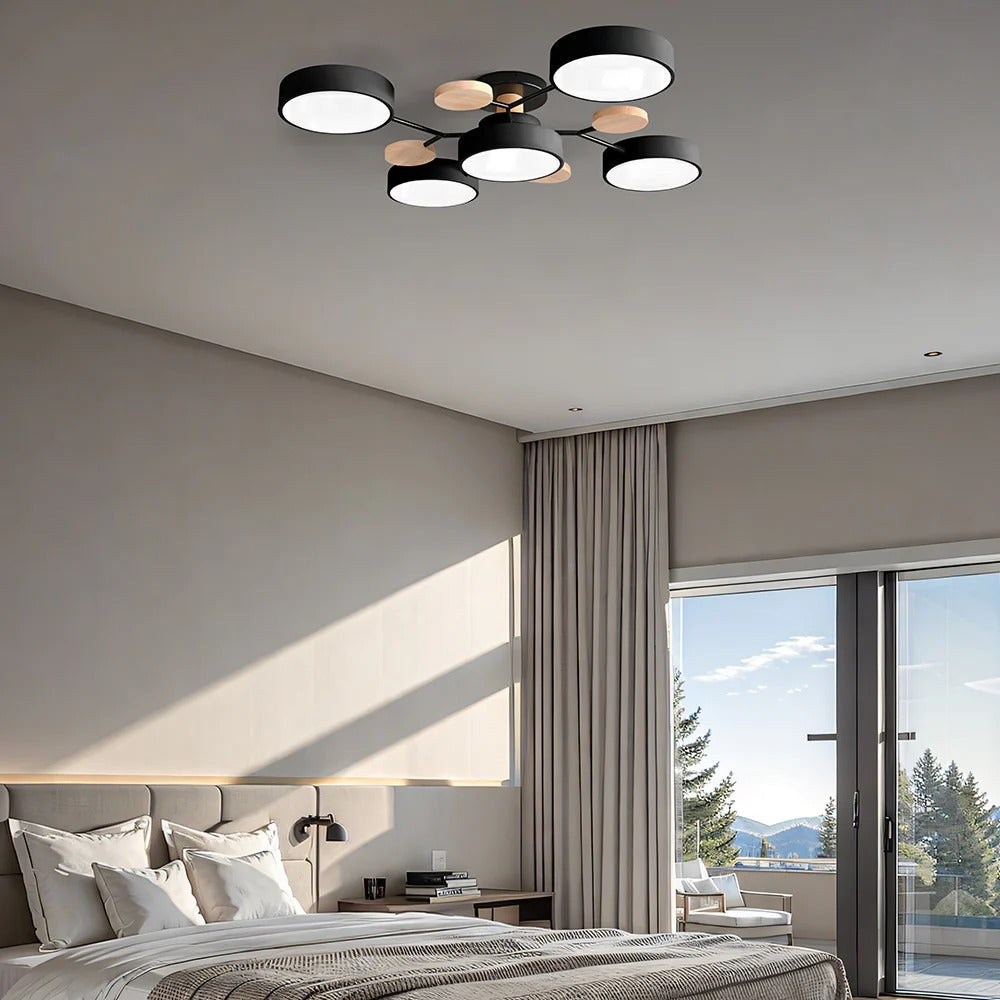 Round Iron LED Semi-Flush Chandelier-Lighting > Chandeliers & Pendant Lights-casanuva-casanuva