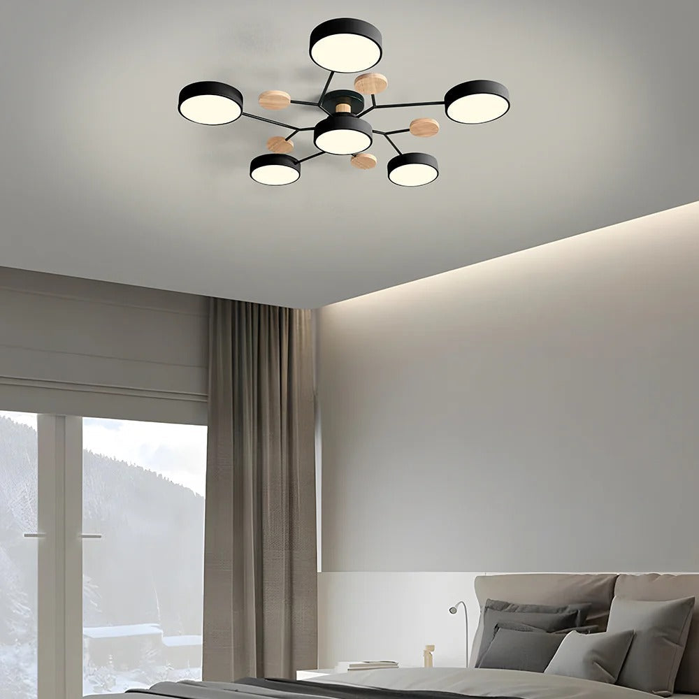 Round Iron LED Semi-Flush Chandelier-Lighting > Chandeliers & Pendant Lights-casanuva-casanuva