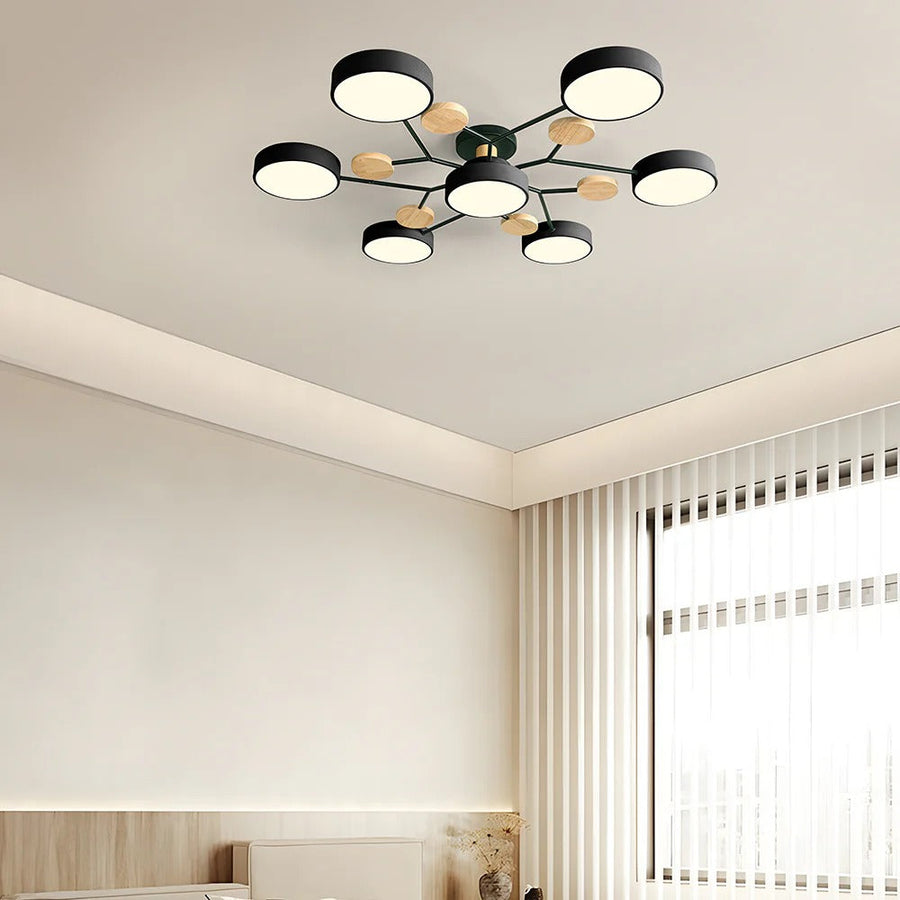 Round Iron LED Semi-Flush Chandelier-Lighting > Chandeliers & Pendant Lights-casanuva-casanuva