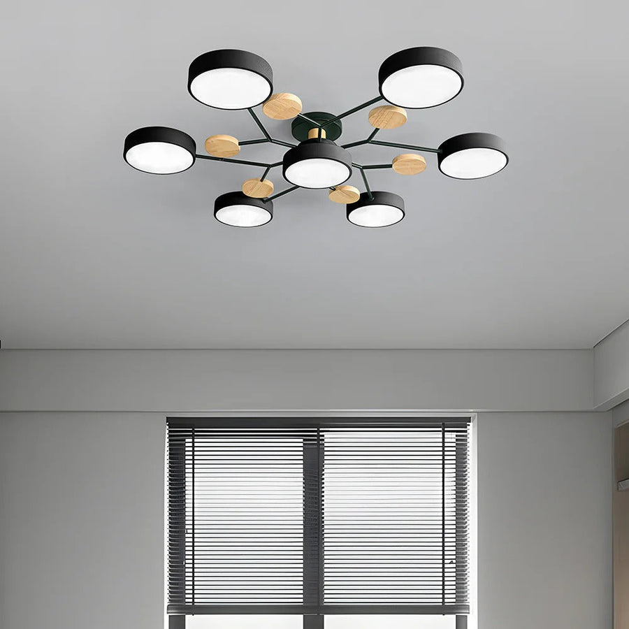 Round Iron LED Semi-Flush Chandelier-Lighting > Chandeliers & Pendant Lights-casanuva-casanuva
