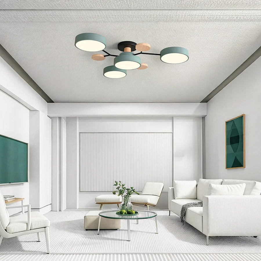 Round Iron LED Semi-Flush Chandelier-Lighting > Chandeliers & Pendant Lights-casanuva-casanuva