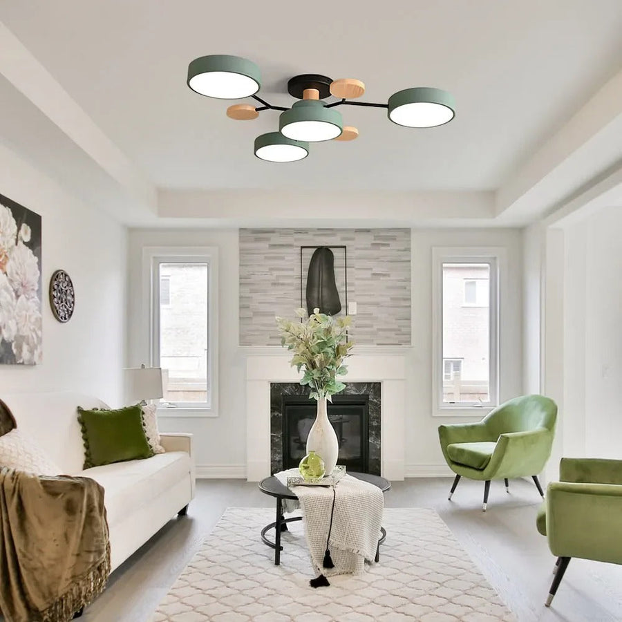 Round Iron LED Semi-Flush Chandelier-Lighting > Chandeliers & Pendant Lights-casanuva-casanuva