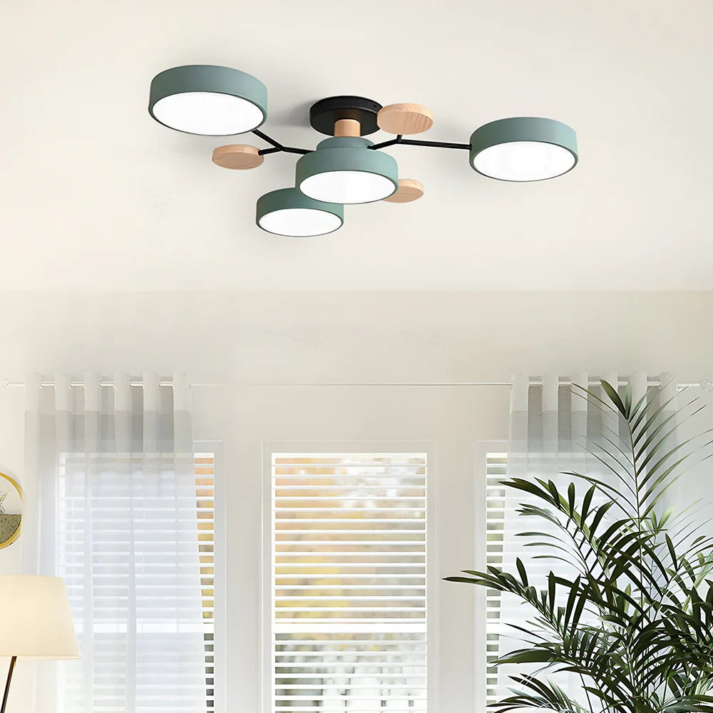 Round Iron LED Semi-Flush Chandelier-Lighting > Chandeliers & Pendant Lights-casanuva-casanuva