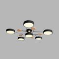 Round Iron LED Semi-Flush Chandelier-Lighting > Chandeliers & Pendant Lights-casanuva-Black-6Lights-D90*H14CM-Warm Light-casanuva