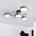 Round Iron LED Semi-Flush Chandelier-Lighting > Chandeliers & Pendant Lights-casanuva-Gray-4Lights-D85*H14CM-White Light-casanuva