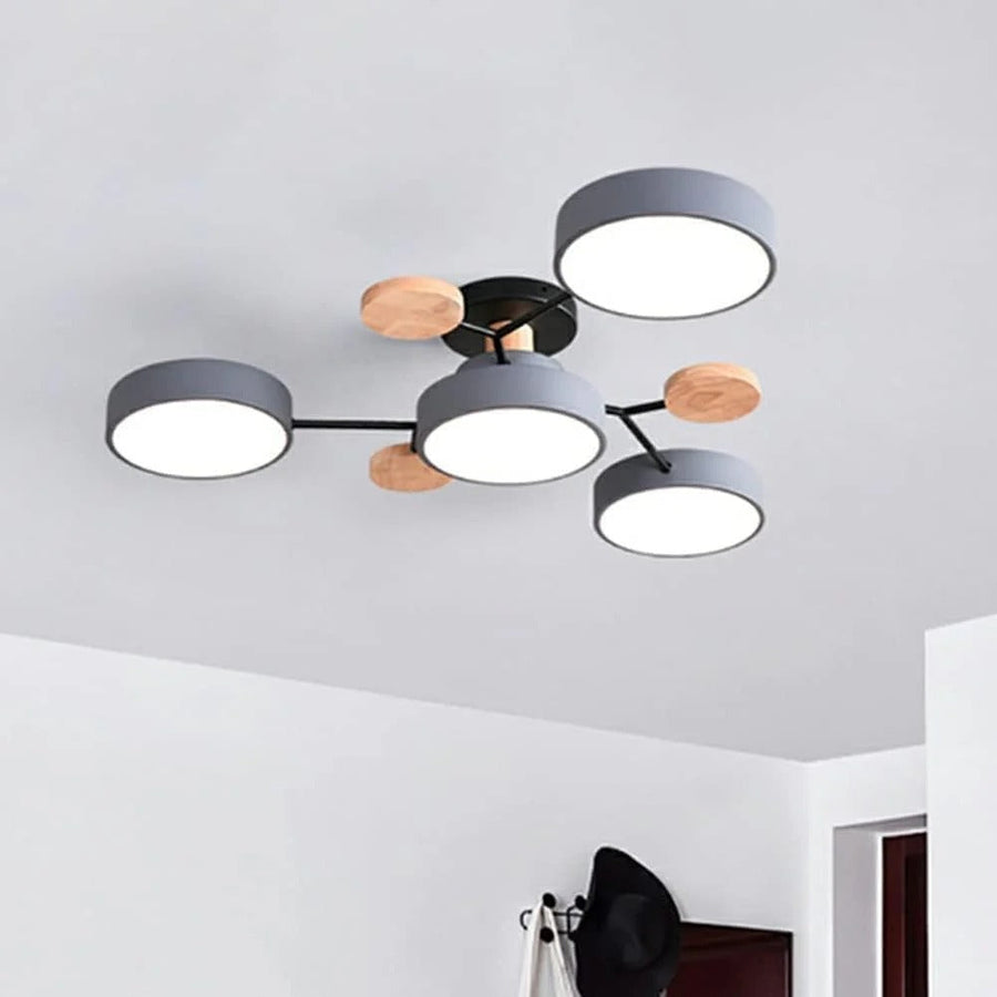 Round Iron LED Semi-Flush Chandelier-Lighting > Chandeliers & Pendant Lights-casanuva-Gray-4Lights-D85*H14CM-White Light-casanuva