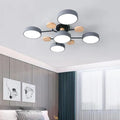 Round Iron LED Semi-Flush Chandelier-Lighting > Chandeliers & Pendant Lights-casanuva-Gray-5Lights-D94*H14CM-White Light-casanuva
