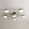Round Iron LED Semi-Flush Chandelier-Lighting > Chandeliers & Pendant Lights-casanuva-Gray-6Lights-D90*H14CM-White Light-casanuva