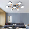 Round Iron LED Semi-Flush Chandelier-Lighting > Chandeliers & Pendant Lights-casanuva-Gray-7Lights-D94*H14CM-White Light-casanuva