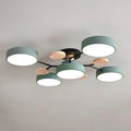 Round Iron LED Semi-Flush Chandelier-Lighting > Chandeliers & Pendant Lights-casanuva-Green-5Lights-D94*H14CM-White Light-casanuva