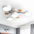 Round Iron LED Semi-Flush Chandelier-Lighting > Chandeliers & Pendant Lights-casanuva-White-4Lights-D85*H14CM-White Light-casanuva