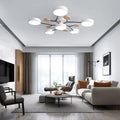 Round Iron LED Semi-Flush Chandelier-Lighting > Chandeliers & Pendant Lights-casanuva-White-6Lights-D90*H14CM-White Light-casanuva