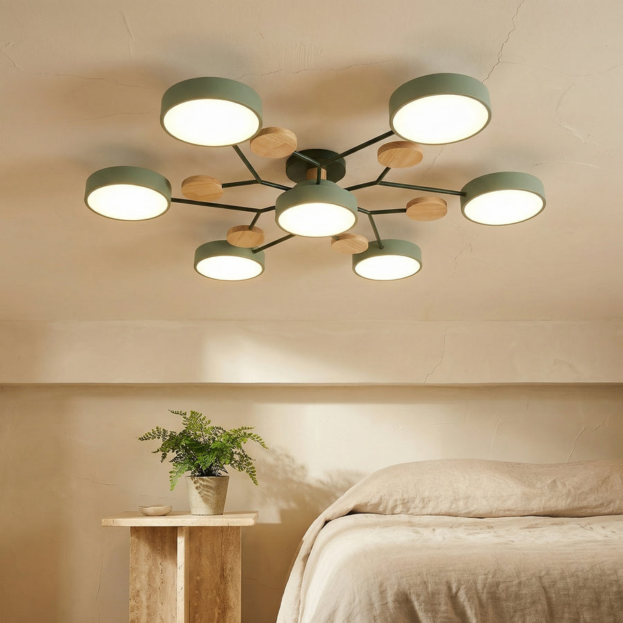 Round Iron LED Semi-Flush Chandelier-Lighting > Chandeliers & Pendant Lights-casanuva-casanuva