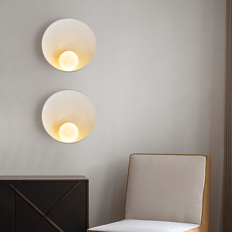Round Iron Resin Wall Sconce Lamp 1-Light Minimalist Design-Lighting > Wall Lights-casanuva-White-110V-120V-casanuva