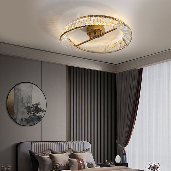 Round LED Crystal Ceiling Lamp for Living Room Lighting-Lighting > Ceiling Lights-casanuva-Gold-D40*H12cm-3 Colour Change-casanuva